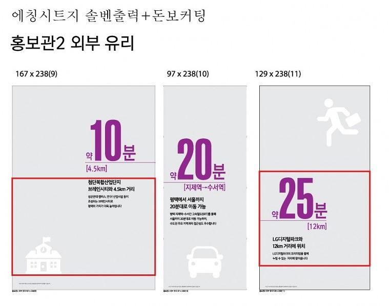 고덕국제신도시 헤리움비즈타워 홍보관 엠보시트 및 돔보커팅