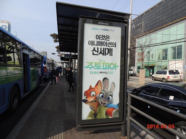 주토피아 버스승강장 광고 와이드칼라 시공사진