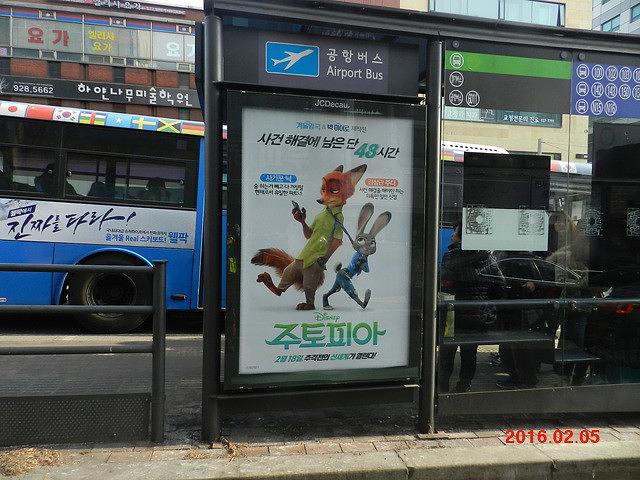 주토피아 버스승강장 광고 와이드칼라 시공사진