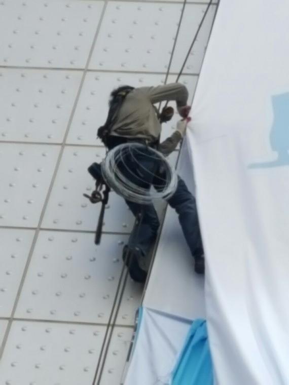가든파이브 세로대형현수막 시공장면