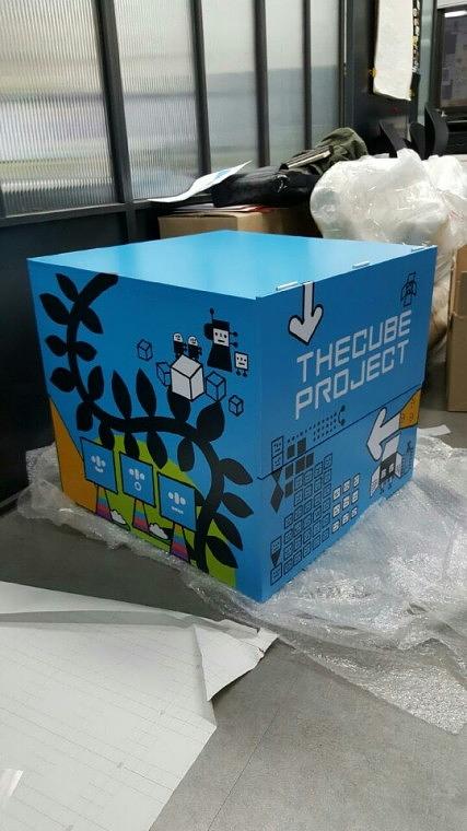 포맥스 정육면체 전면 랩핑